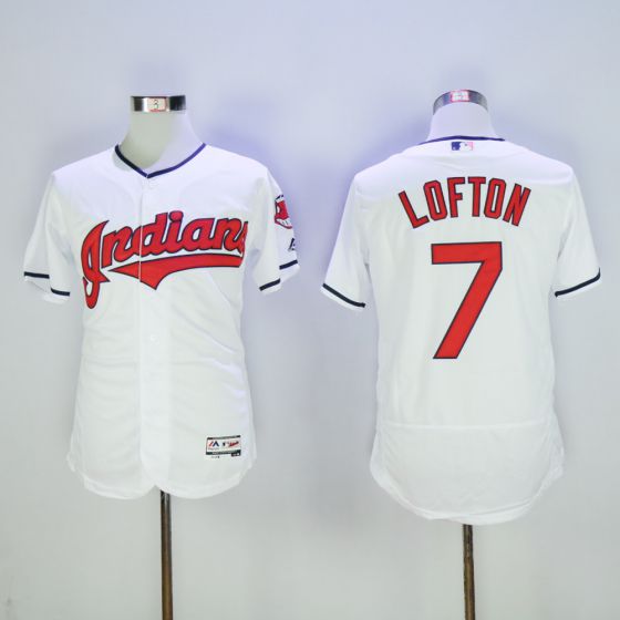 Men Cleveland Indians #7 Kenny Lofton White Elite MLB Jerseys